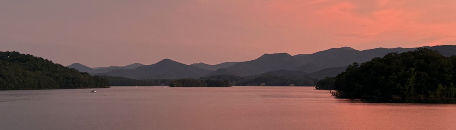 Lake Chatuge and Blue Ridge Mountains in GA and NC, the serene setting for Lorna's HSP Retreat transformation.