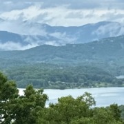 Lake Chatuge Misty Clouds Benita Esposito_0477 Panoramic mountain landscape of Lake Chatuge in Young Harris GA for a highly sensitive person (HSP) retreat focused on emotional healing.